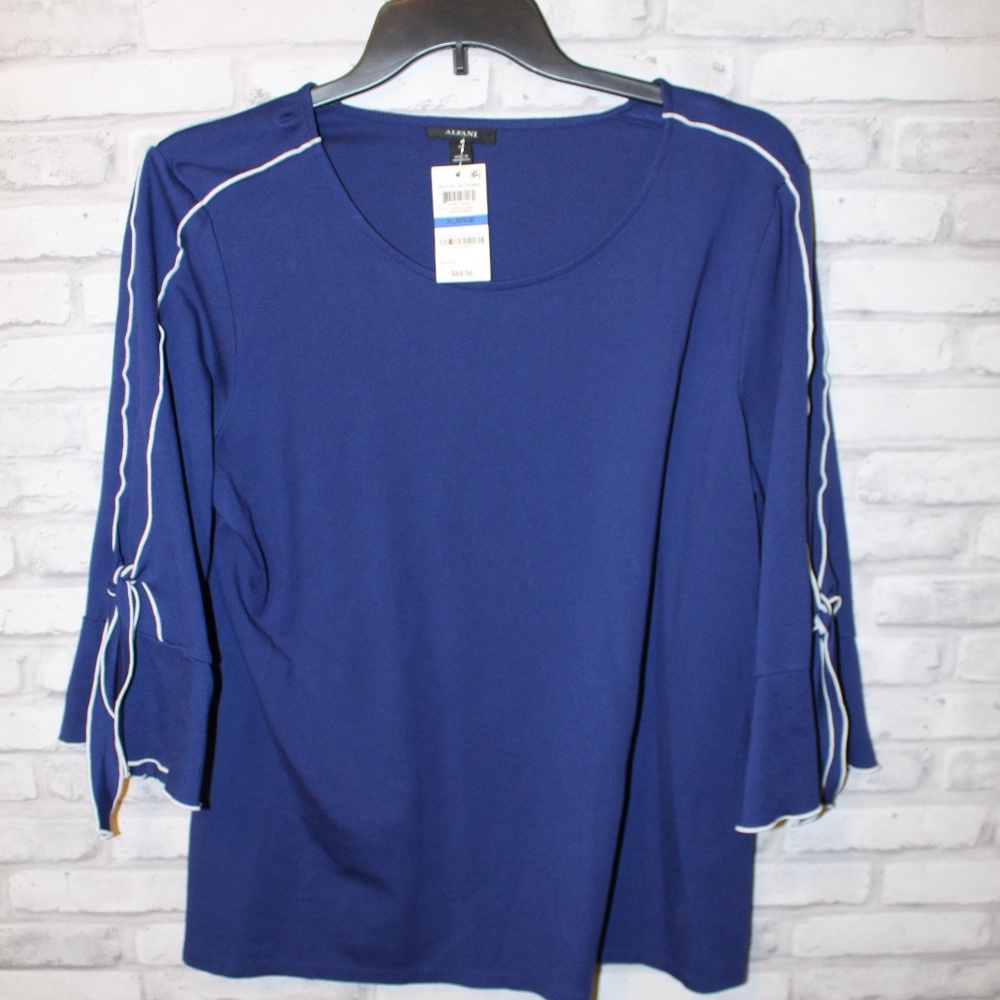Alfani "Royal Blooms" Blouse with Bell Sleeves